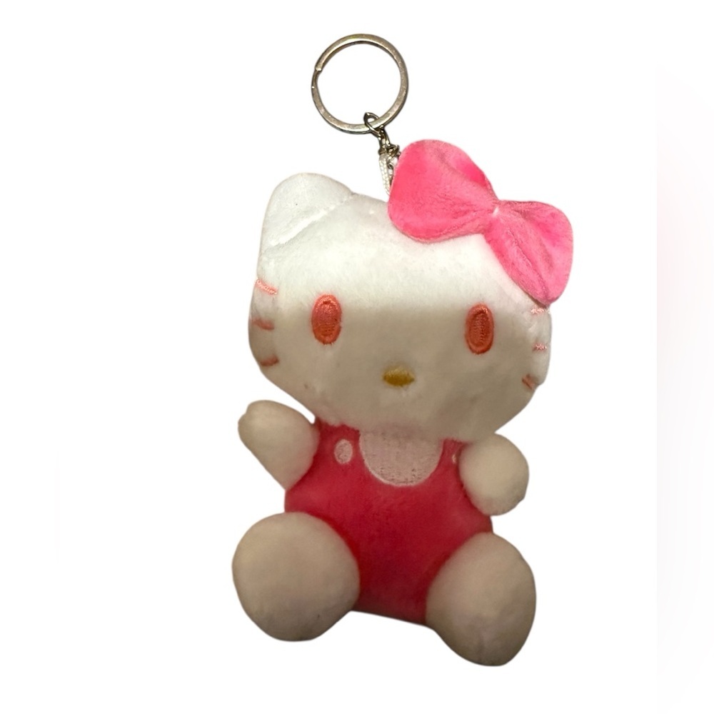 Hello Kitty Pink and White Plush Keychain with Bow